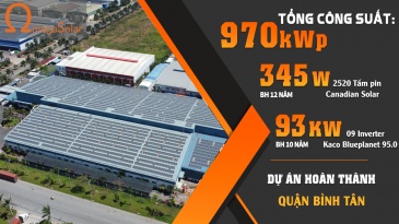 Dự án Điện Năng Lượng Mặt Trời Áp Mái 970kWp KCN Tân Tạo - Quận Bình Tân